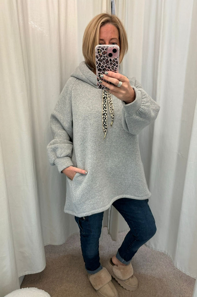 Dipped Leopard Lace Fleece Hoodie Comfy Casual Be You Lifestyle Boutique