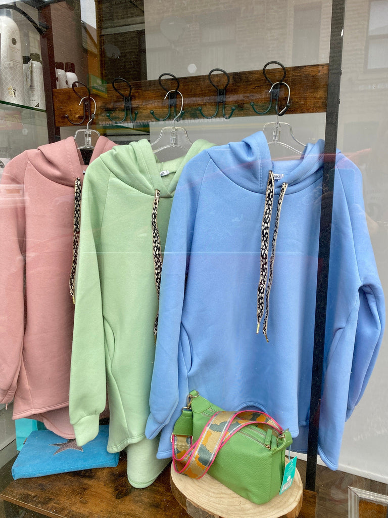 Dipped Leopard Lace Fleece Hoodie Comfy Casual Be You Lifestyle Boutique One Size / Light Blue