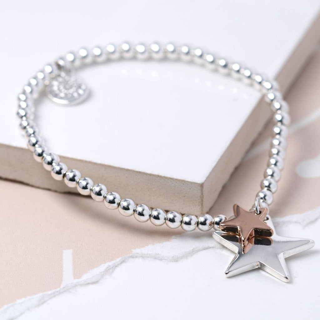 Double Star Beaded Bracelet By POM Gift Rose Gold Silver 02783 Be You Lifestyle Boutique