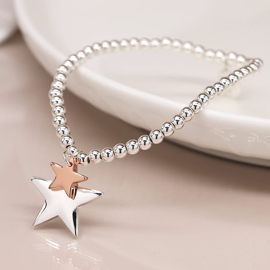 Double Star Beaded Bracelet By POM Gift Rose Gold Silver 02783 Be You Lifestyle Boutique