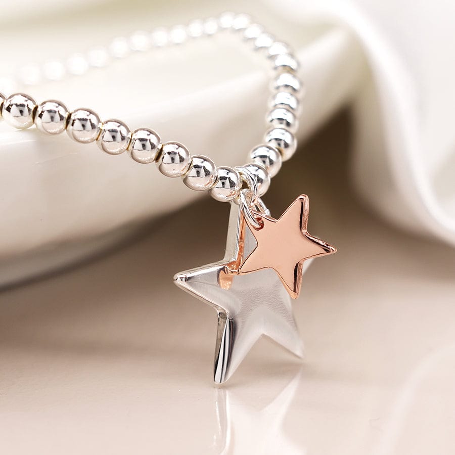 Double Star Beaded Bracelet By POM Gift Rose Gold Silver 02783 Be You Lifestyle Boutique