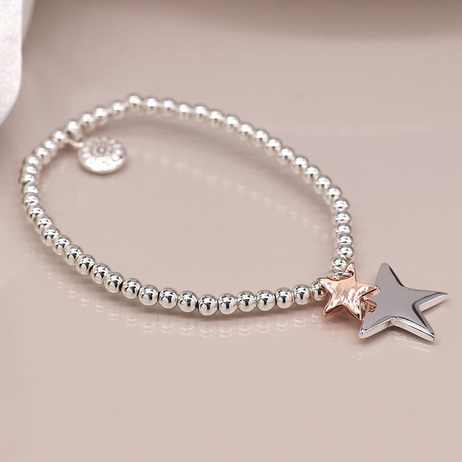 Double Star Beaded Bracelet By POM Gift Rose Gold Silver 02783 Be You Lifestyle Boutique