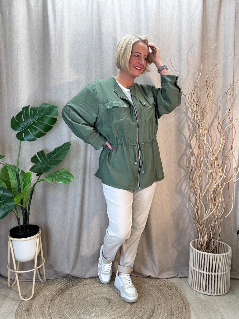 Drawstring Zipped Lightweight Jacket With Twin Pockets Be You Lifestyle Boutique
