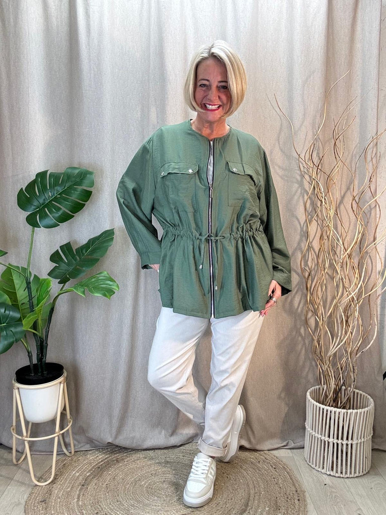 Drawstring Zipped Lightweight Jacket With Twin Pockets Be You Lifestyle Boutique