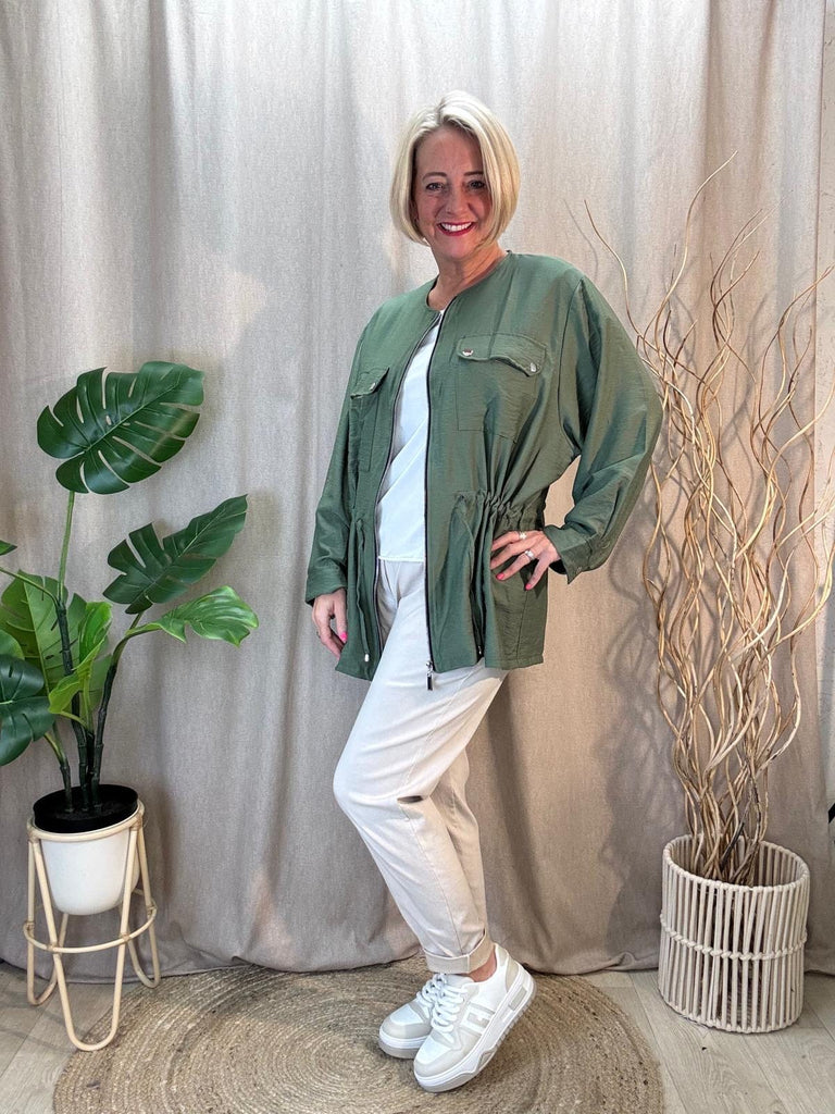 Drawstring Zipped Lightweight Jacket With Twin Pockets Be You Lifestyle Boutique