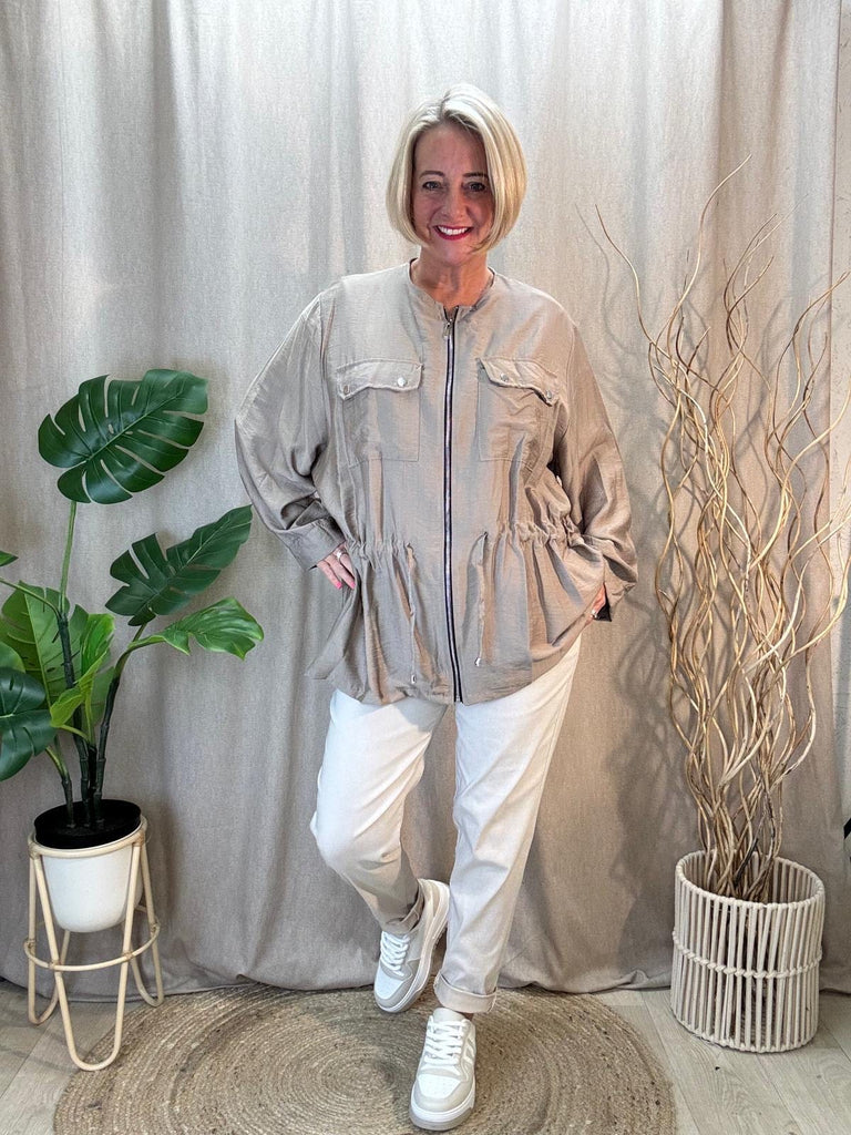 Drawstring Zipped Lightweight Jacket With Twin Pockets Be You Lifestyle Boutique