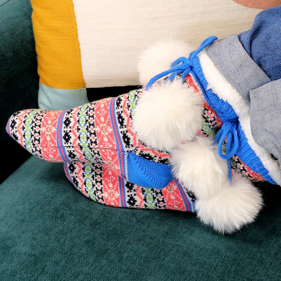 Fair Isle Sherpa Slipper Socks By POM Gift Be You Lifestyle Boutique