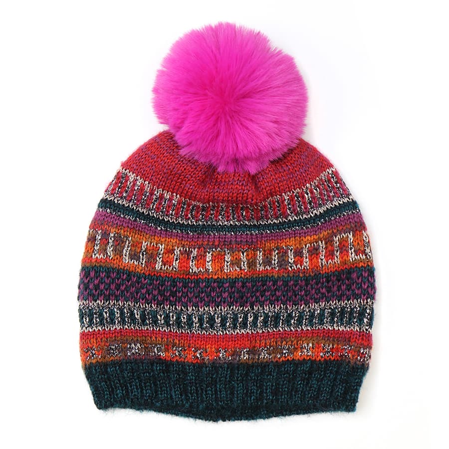 Fairisle Pompom Bobble  Hat By POM Gift Be You Lifestyle Boutique