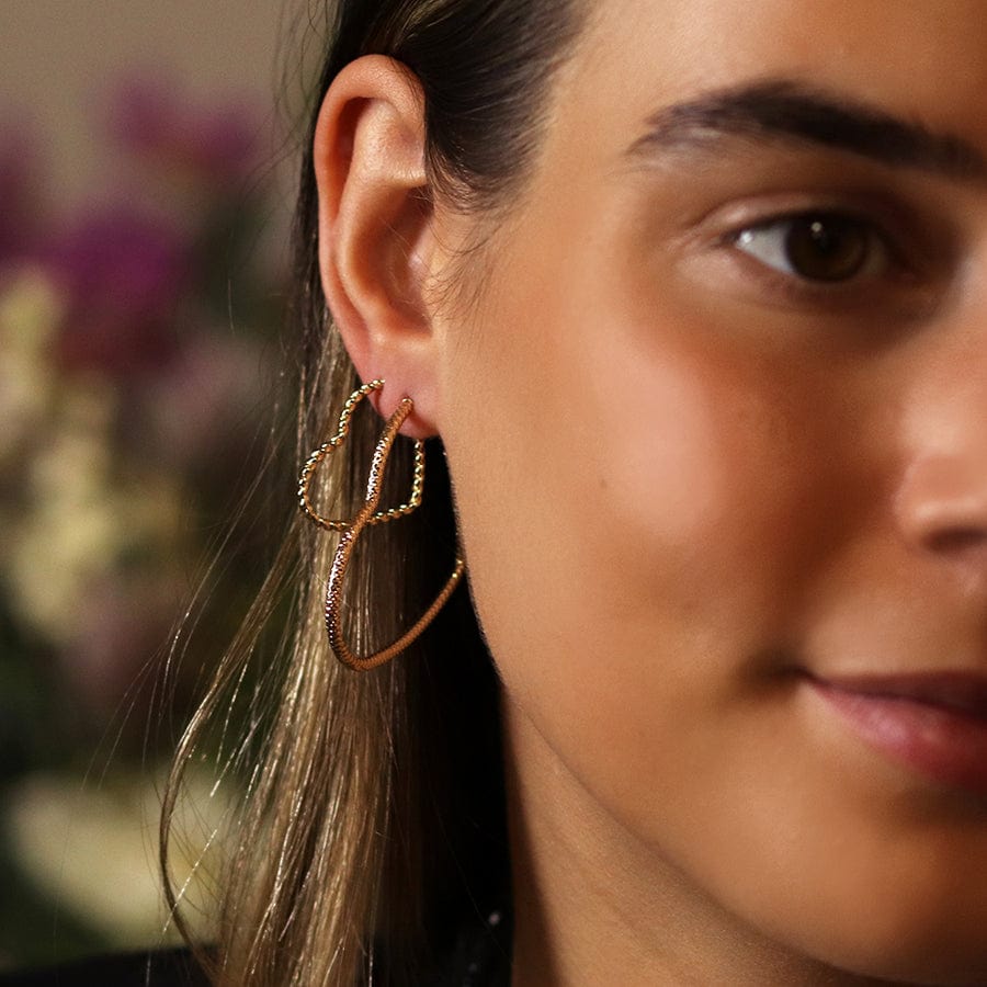 Faux Gold 2 Pairs Heart Hoop Earrings By Pom 04583 POM
