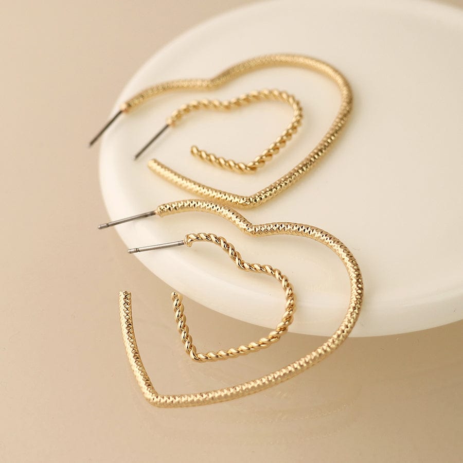 Faux Gold 2 Pairs Heart Hoop Earrings By Pom 04583 POM