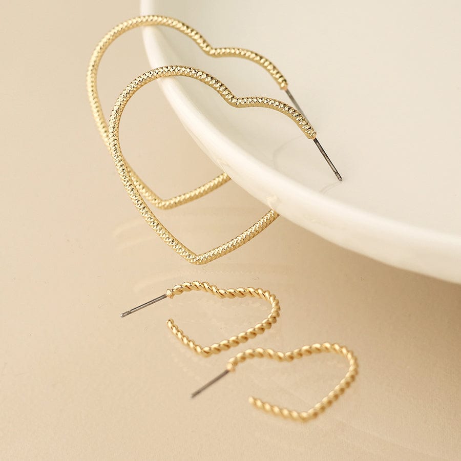 Faux Gold 2 Pairs Heart Hoop Earrings By Pom 04583 POM