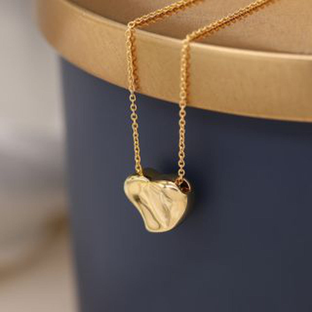 Faux Gold Wavy Heart  Necklace By POM Gift 04053 POM
