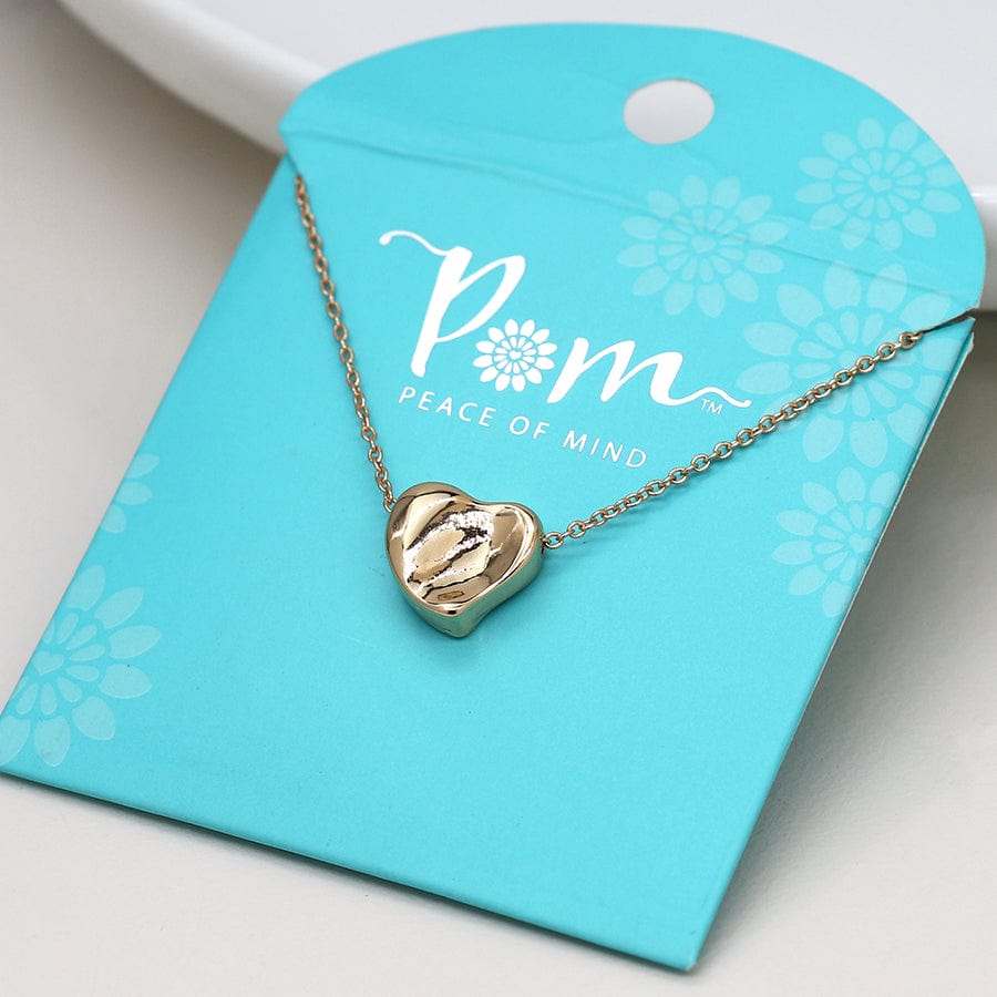 Faux Gold Wavy Heart  Necklace By POM Gift 04053 POM