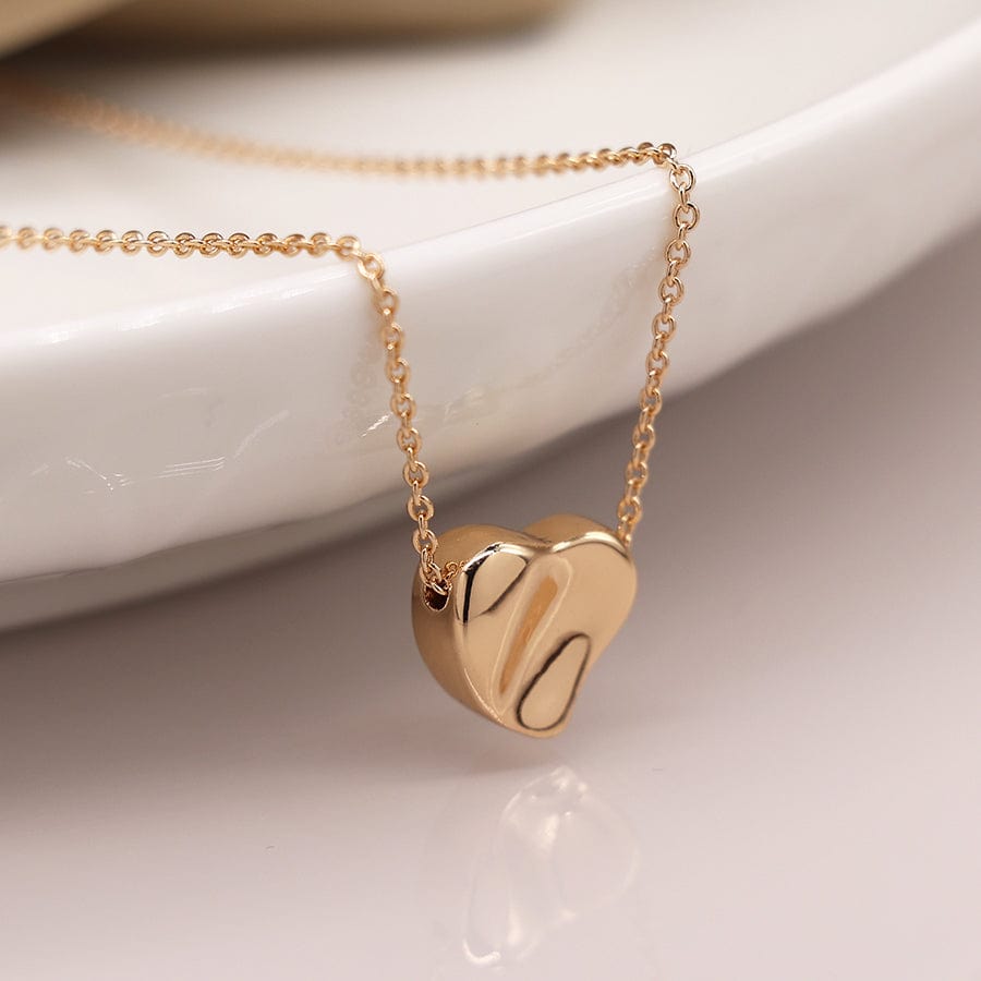 Faux Gold Wavy Heart  Necklace By POM Gift 04053 POM