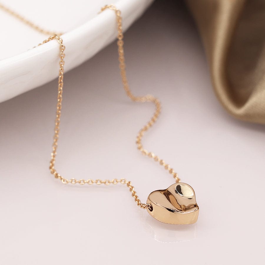 Faux Gold Wavy Heart  Necklace By POM Gift 04053 POM