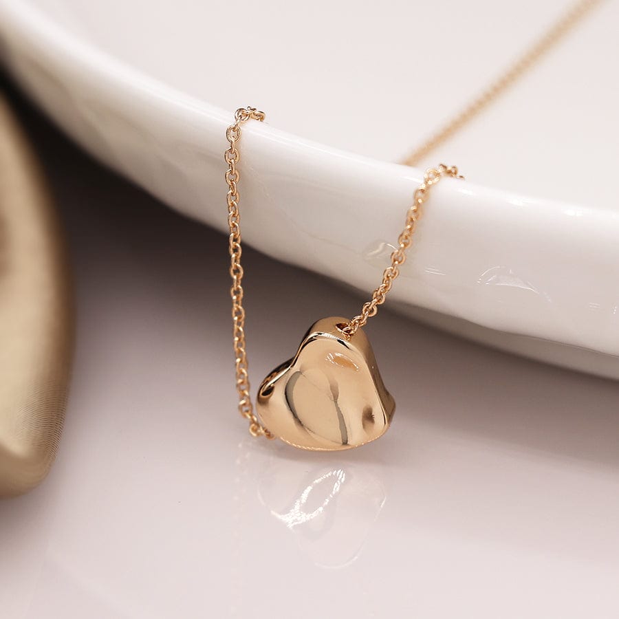 Faux Gold Wavy Heart  Necklace By POM Gift 04053 POM