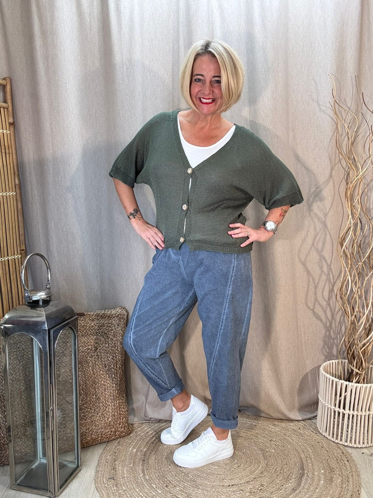 Fine Mesh Knit Button Cardigan Be You Lifestyle Boutique One Size / Khaki