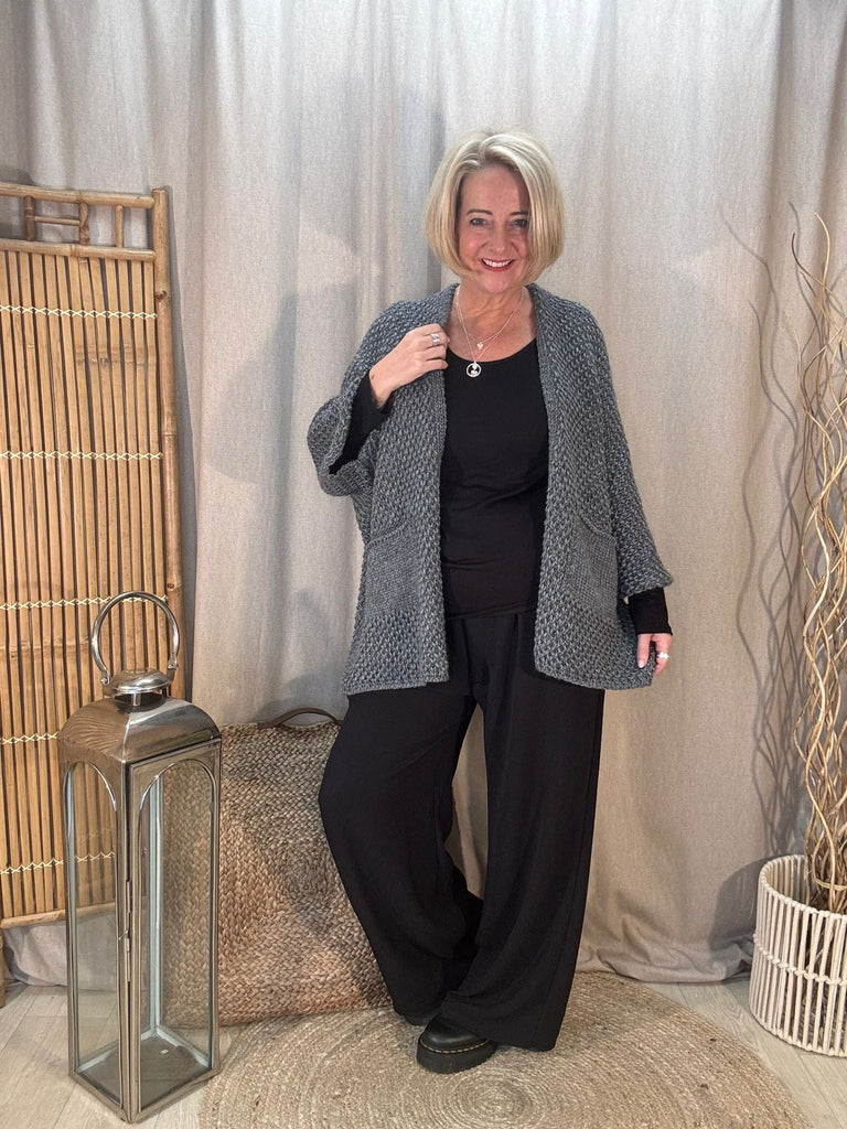 Fisherman Chunky Knit Pocket Cardigan Be You Lifestyle Boutique One Size / Charcoal