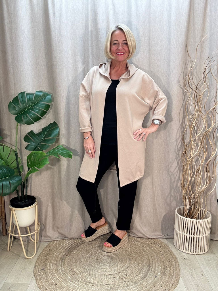 Fishtail Hooded Simple Lightweight Jacket Be You Lifestyle Boutique One Size / Stone