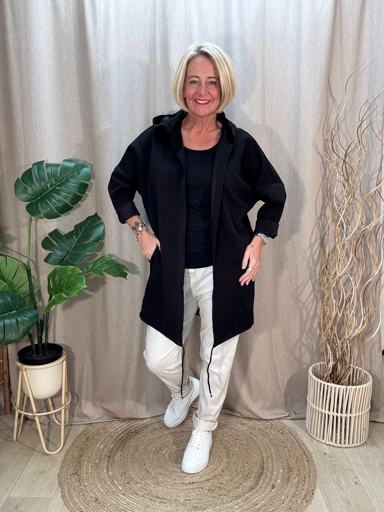 Fishtail Hooded Simple Lightweight Jacket Be You Lifestyle Boutique One Size / Black