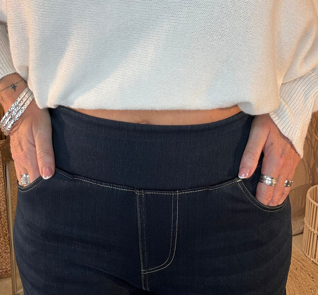 Flex Fit Wide Leg Elasticated Waistband Jeans Trousers Be You Lifestyle Boutique