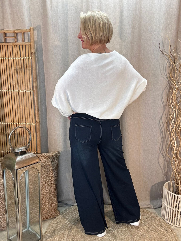 Flex Fit Wide Leg Elasticated Waistband Jeans Trousers Be You Lifestyle Boutique