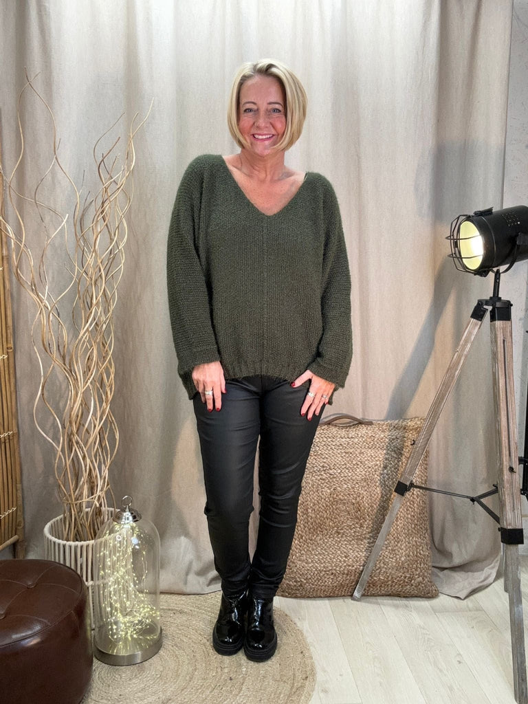 Fluffy Shimmer Knit V Neck Jumper Be You Lifestyle Boutique