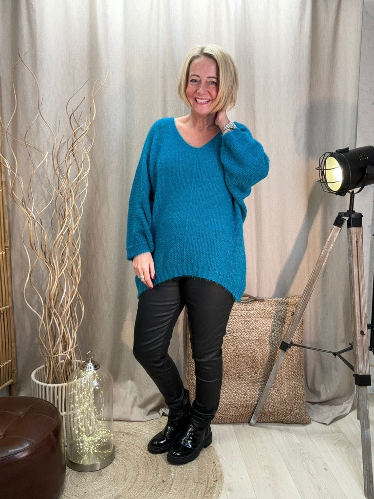 Fluffy Shimmer Knit V Neck Jumper Be You Lifestyle Boutique