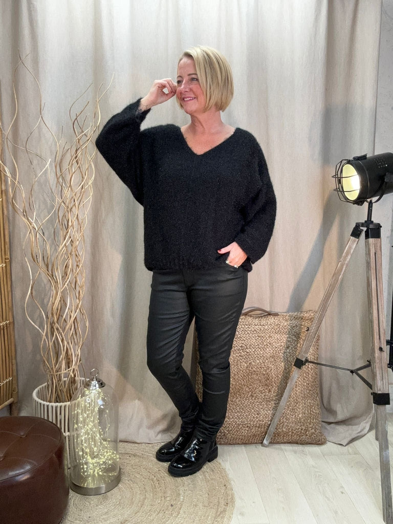 Fluffy Shimmer Knit V Neck Jumper Be You Lifestyle Boutique