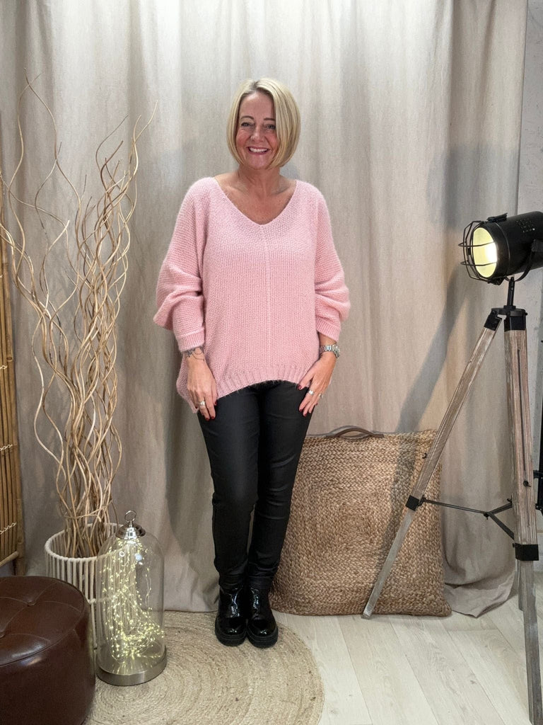 Fluffy Shimmer Knit V Neck Jumper Be You Lifestyle Boutique