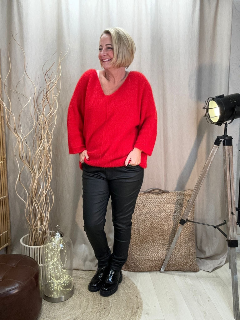 Fluffy Shimmer Knit V Neck Jumper Be You Lifestyle Boutique