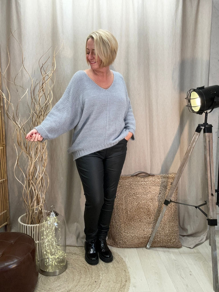 Fluffy Shimmer Knit V Neck Jumper Be You Lifestyle Boutique