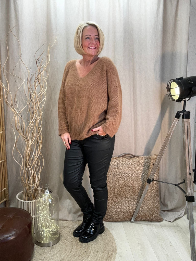 Fluffy Shimmer Knit V Neck Jumper Be You Lifestyle Boutique