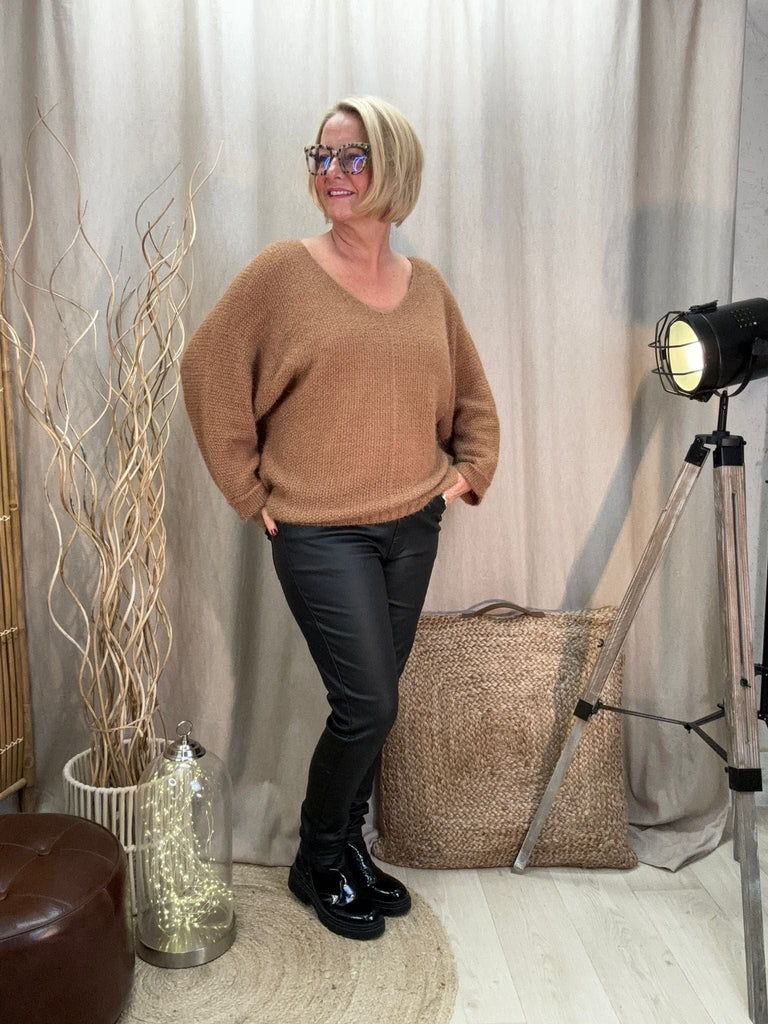 Fluffy Shimmer Knit V Neck Jumper Be You Lifestyle Boutique