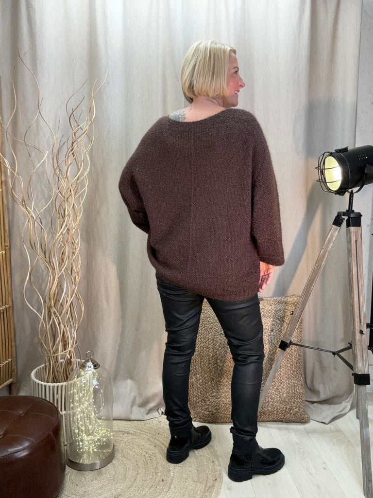 Fluffy Shimmer Knit V Neck Jumper Be You Lifestyle Boutique
