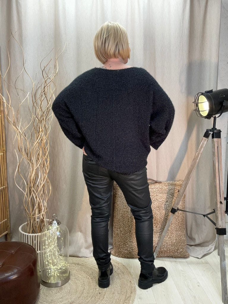 Fluffy Shimmer Knit V Neck Jumper Be You Lifestyle Boutique