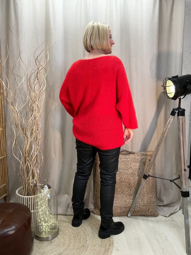 Fluffy Shimmer Knit V Neck Jumper Be You Lifestyle Boutique
