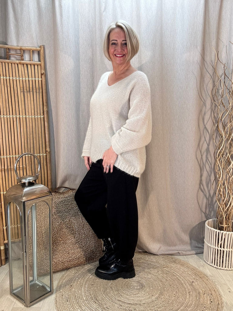Fluffy Shimmer Knit V Neck Jumper Be You Lifestyle Boutique