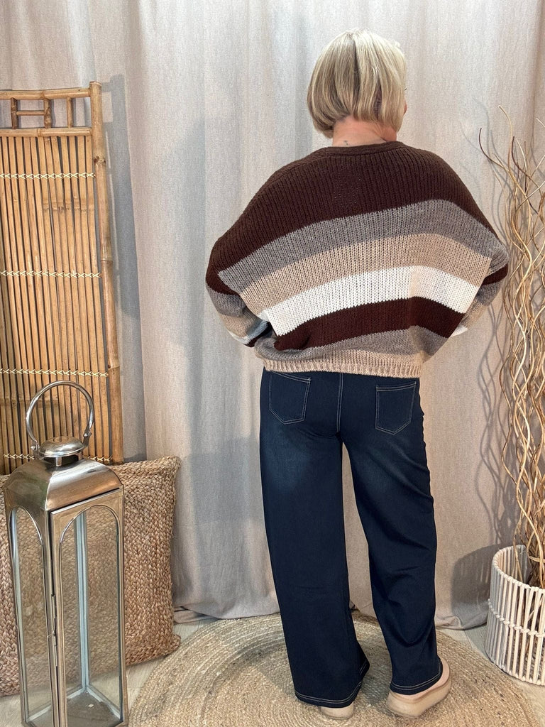 Fluffy Short Length Striped Cardigan Be You Lifestyle Boutique
