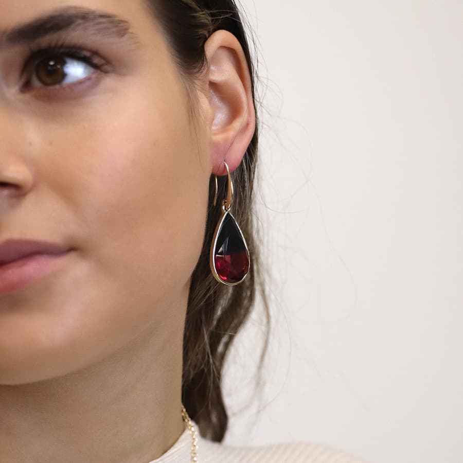 Garnet Teardrop Droplet Earrings By POM Gift 03837 POM