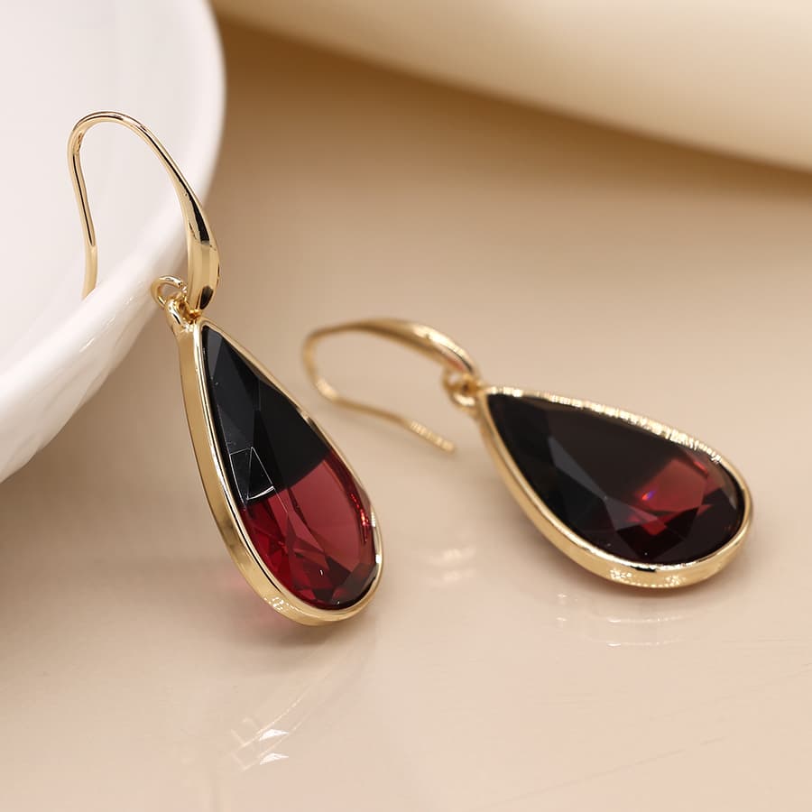 Garnet Teardrop Droplet Earrings By POM Gift 03837 POM
