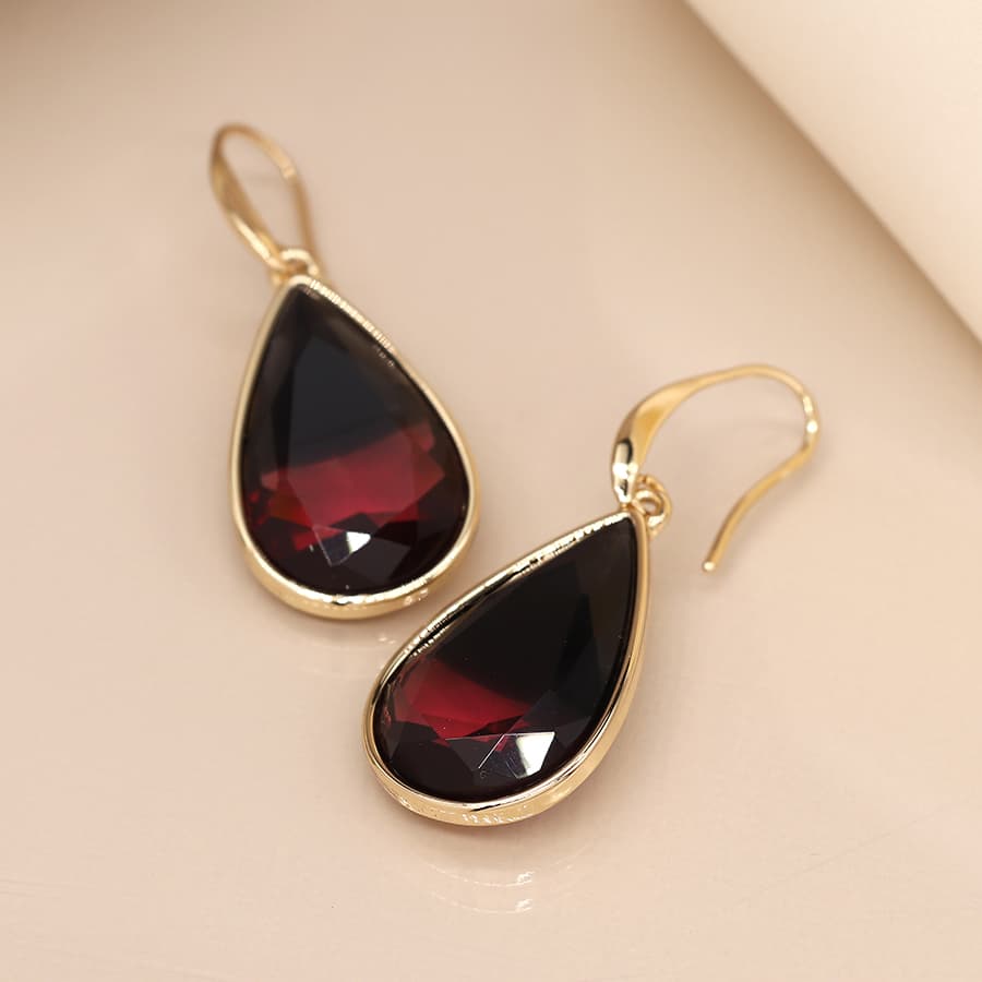 Garnet Teardrop Droplet Earrings By POM Gift 03837 POM