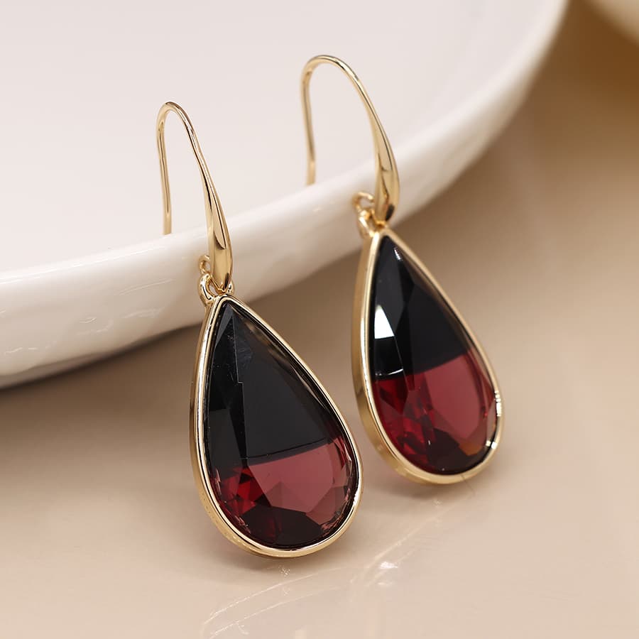 Garnet Teardrop Droplet Earrings By POM Gift 03837 POM