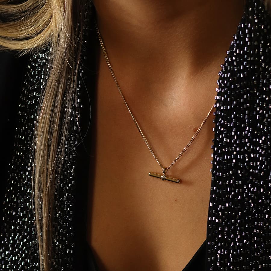 Gold T Bar Necklace By POM Gift 04502 Be You Lifestyle Boutique
