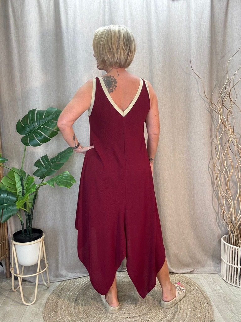 Gold Trim V Neck Hanky Hem Dress Be You Lifestyle Boutique