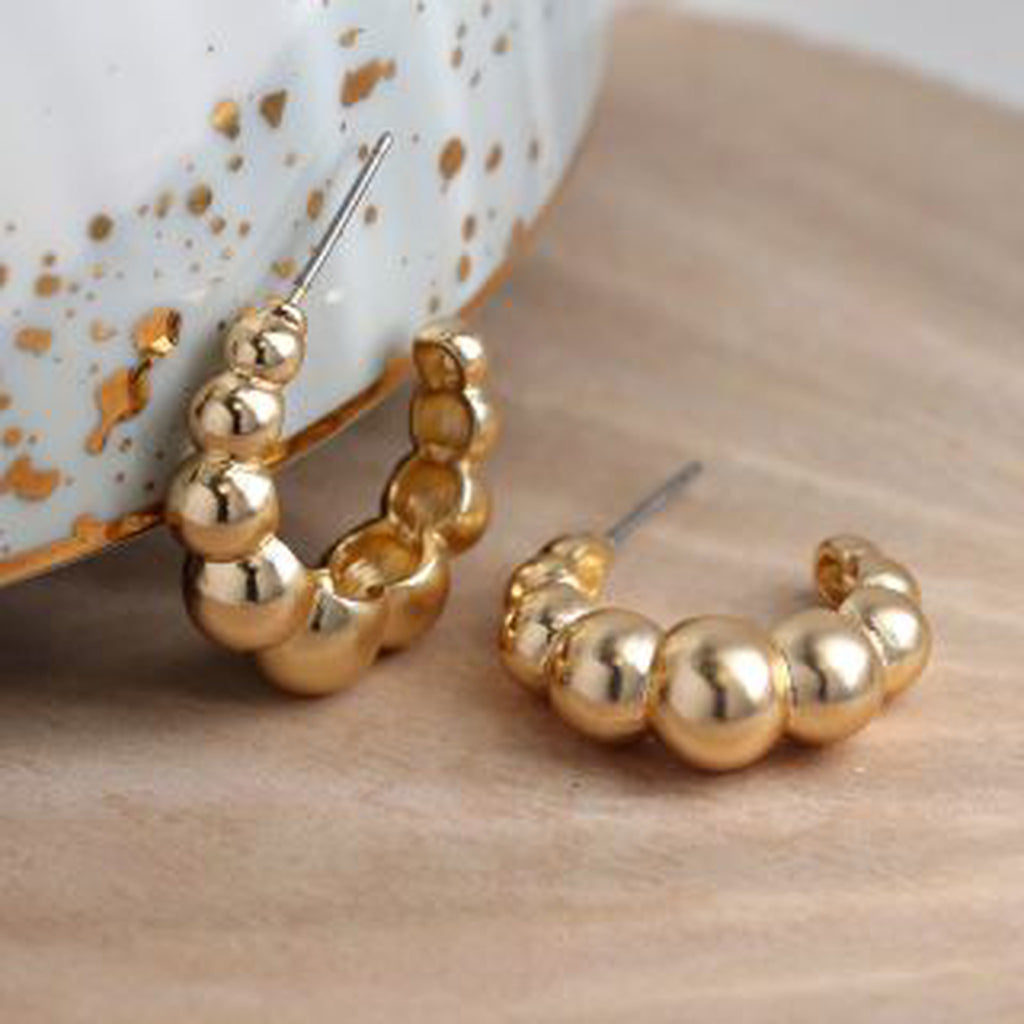 Golden Pearly Hoop Earrings By POM