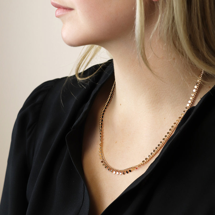 gold tiny discs necklace by POM