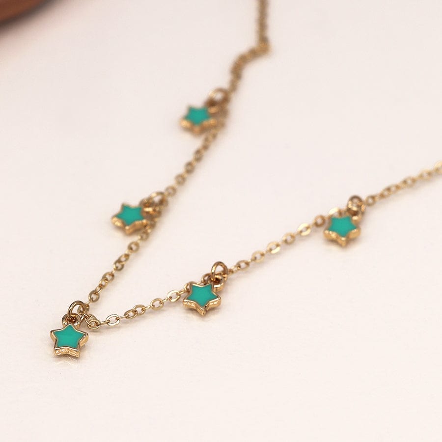 Golden Chain & Turquoise Stars Necklace By POM Gift 04337 POM