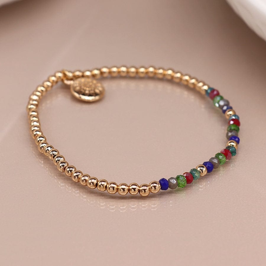 Golden & Multicoloured Bead Bracelet By POM 03927 POM