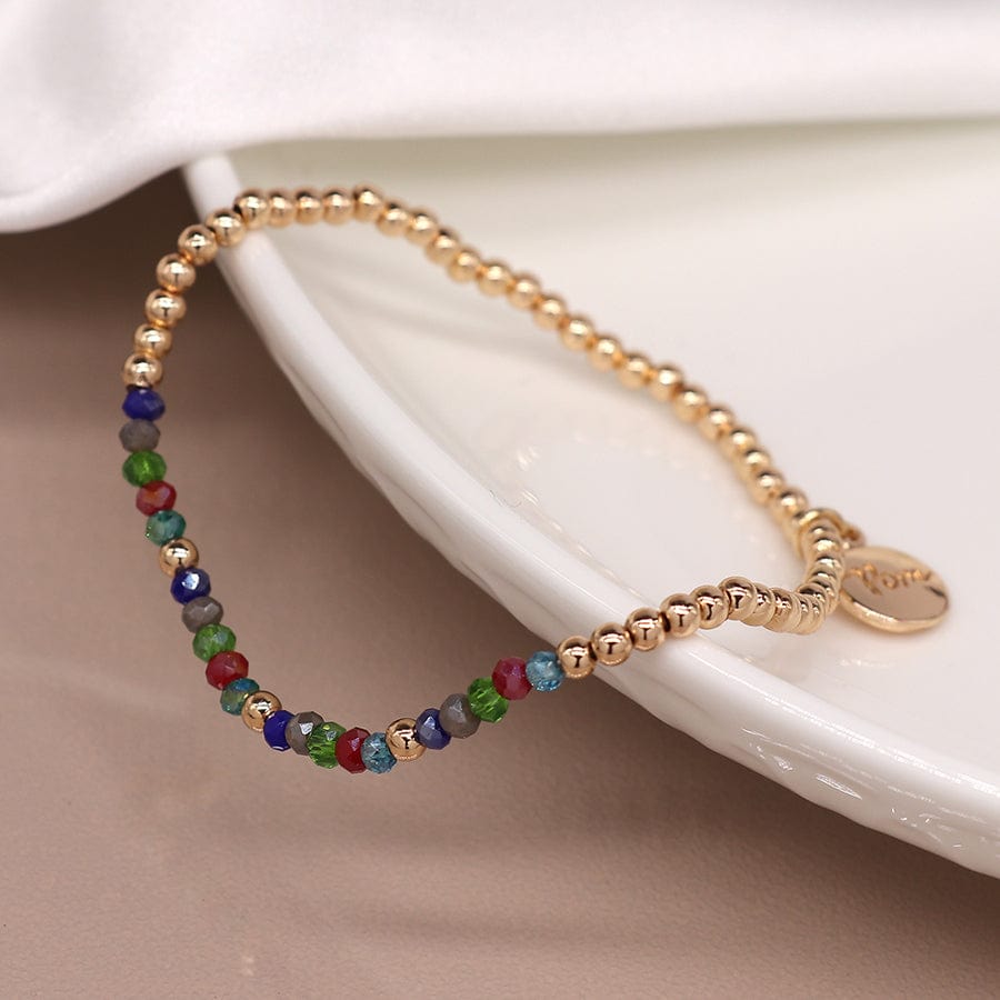 Golden & Multicoloured Bead Bracelet By POM 03927 POM